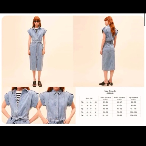 NWT Suncoo Paris Conny Midi Denim Dress 
size T3 or Large - Picture 2 of 12